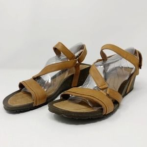 Teva Cabrillo Brown Tan Leather  Crossover Strappy Wedge Sandal Womens 11